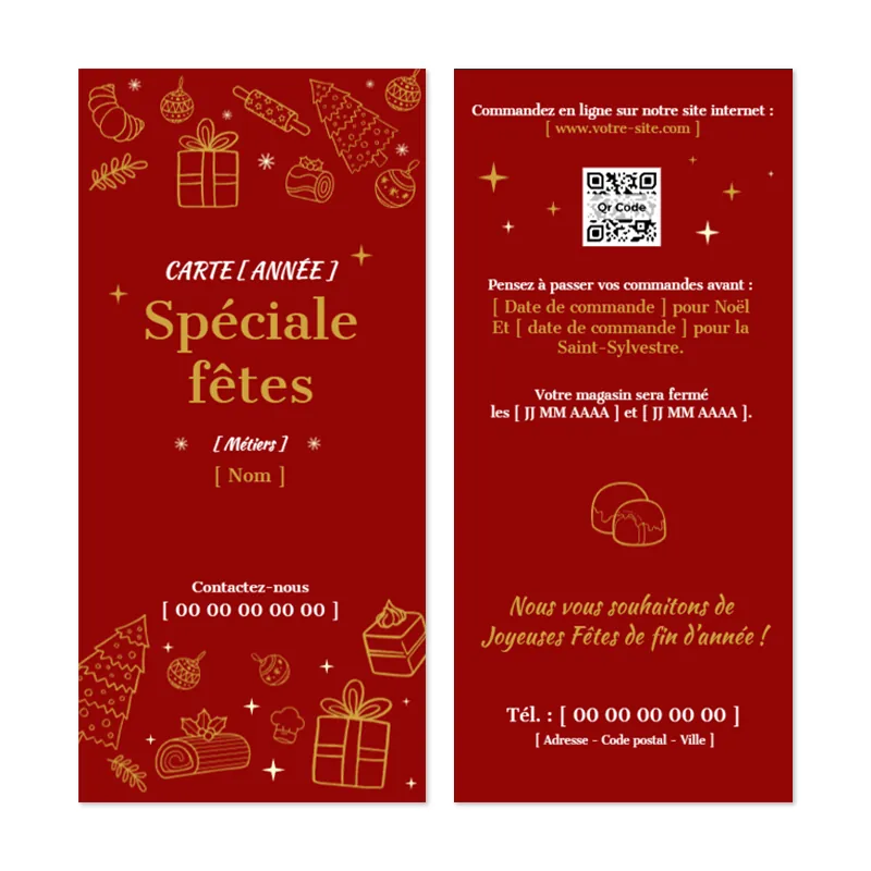 Carte festive : Boulanger -Pâtissier –  Chocolatier