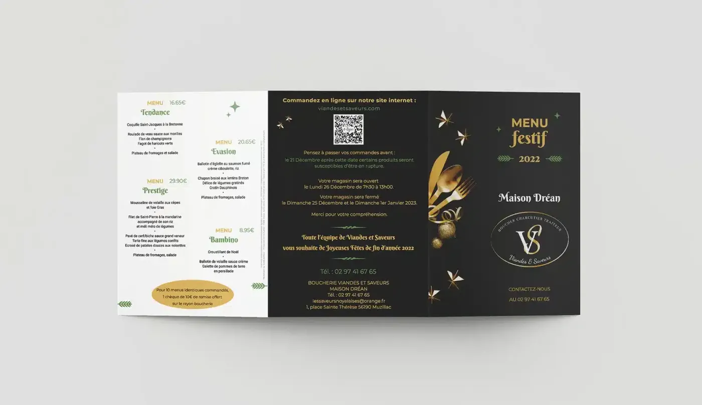 Dépliant festif - Carte de Traiteur