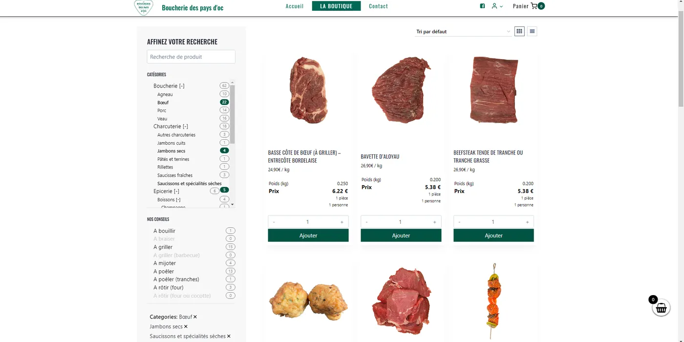 Site e-commerce - Boucherie
