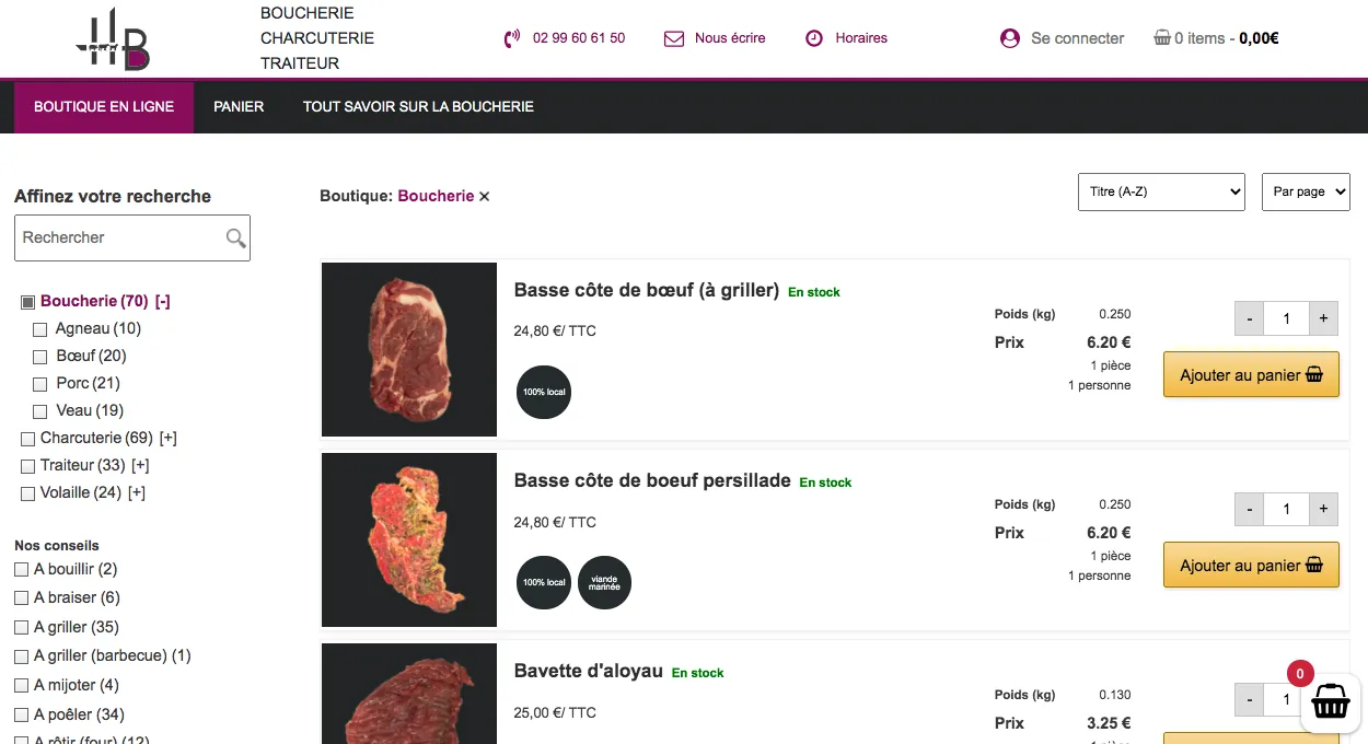 Site e-commerce - Boucherie