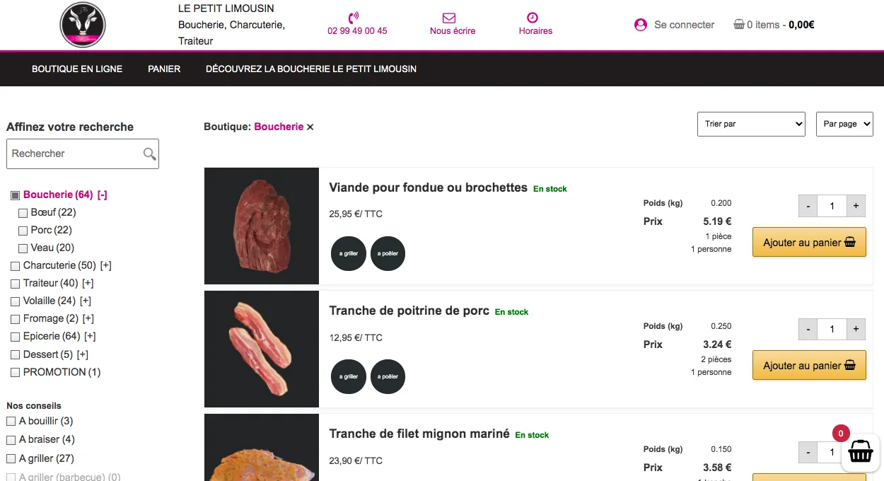 Site e-commerce - Boucherie