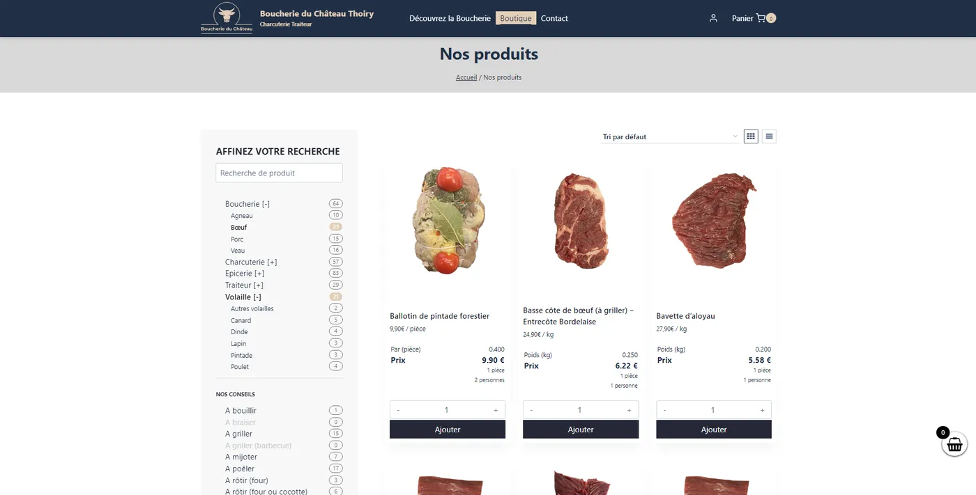 Site e-commerce - Boucherie
