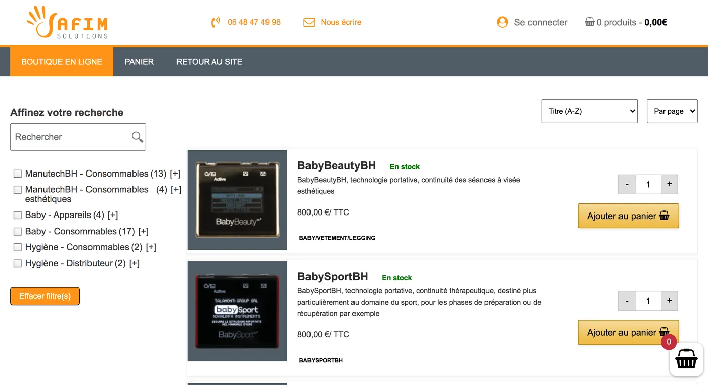 Site e-commerce - Distributeur d'équipements