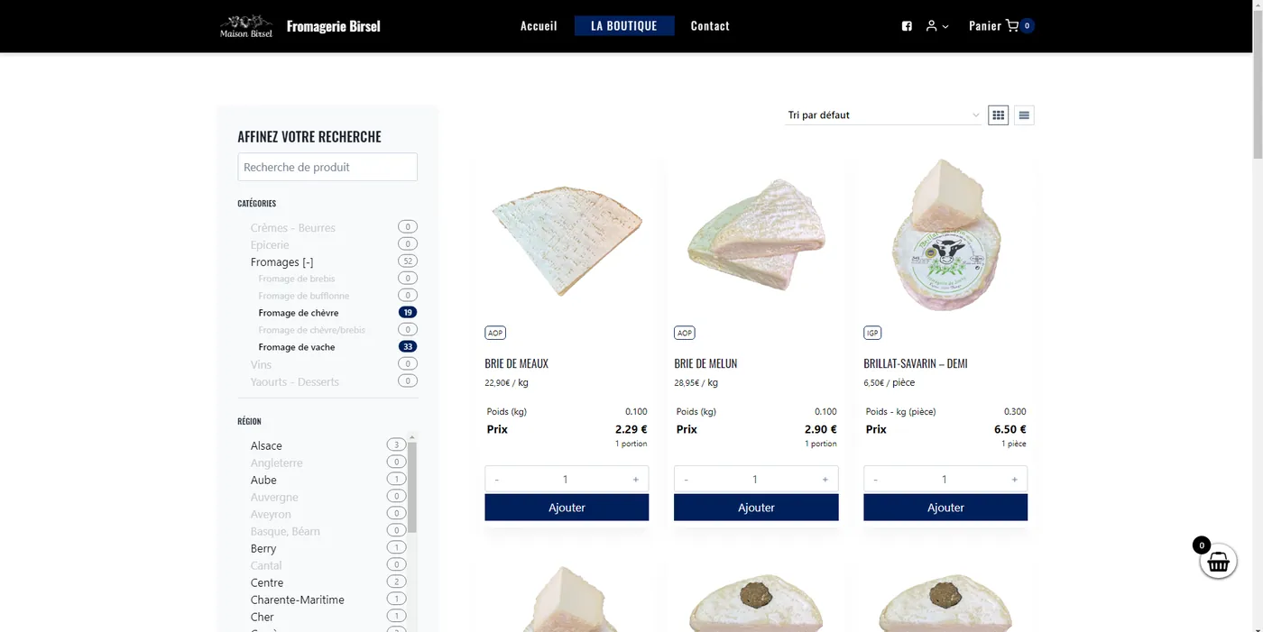 Site e-commerce - Fromagerie