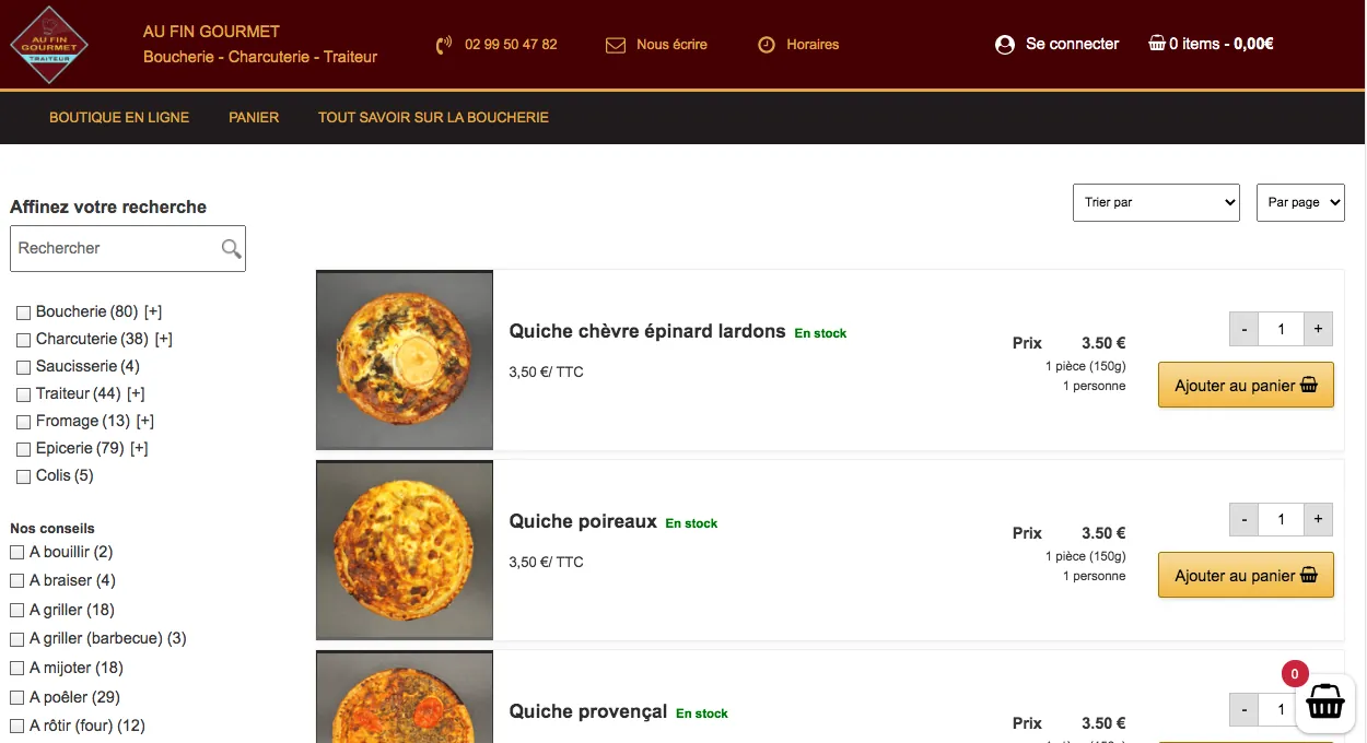 Site e-commerce - Traiteur Boucherie