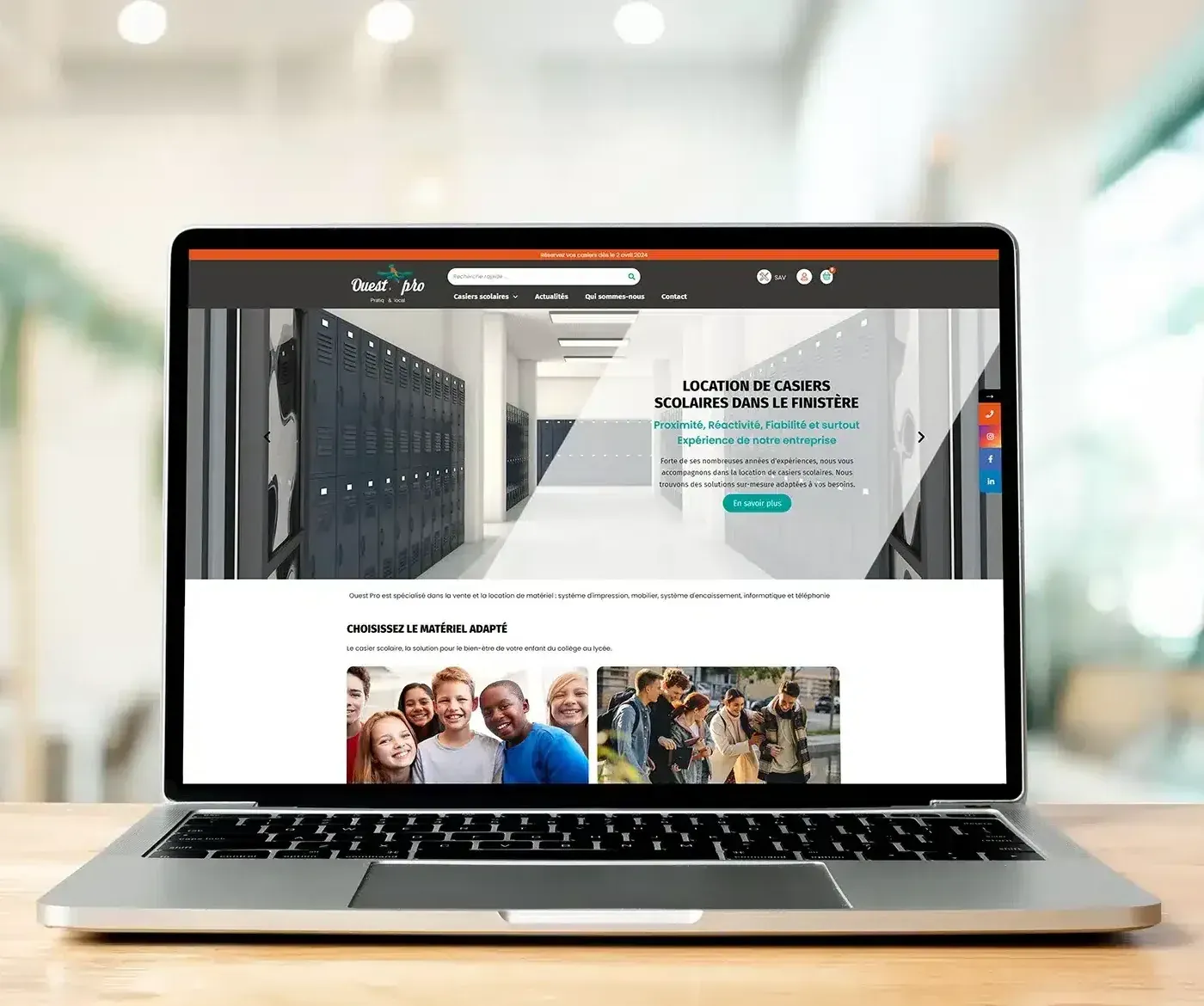 Site web - Location de casiers scolaire